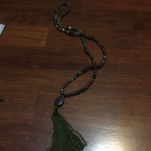 Olive green prayer bead necklace